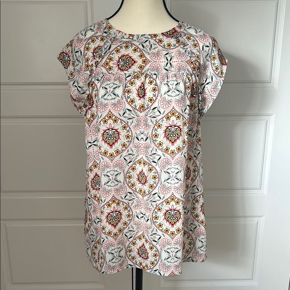 LOFT Multicolor Flutter Sleeve Blouse Relaxed Fit